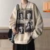 Men's Trendy Cotton Crewneck Hoodie: Lightweight Spring/Autumn Fleece Jacket, Loose Fit, Student Style, Hoodless Outerwear.