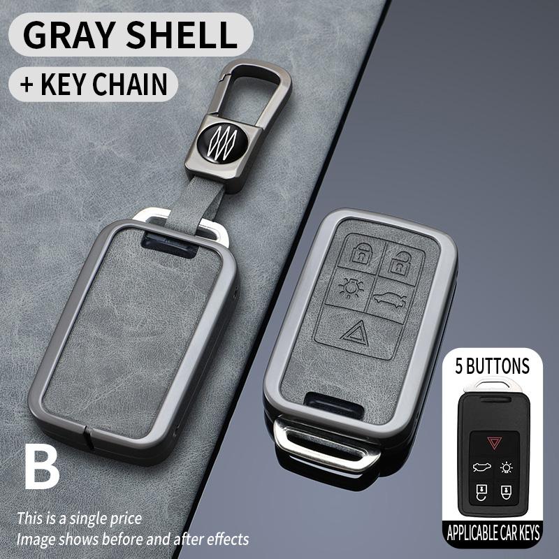5/6 Buttons Zinc Alloy+ Leather Car Remote Key Case Cover Protection Holder Shell Key Fob for Volvo XC60 V60 S60 S80 XC70 V40
