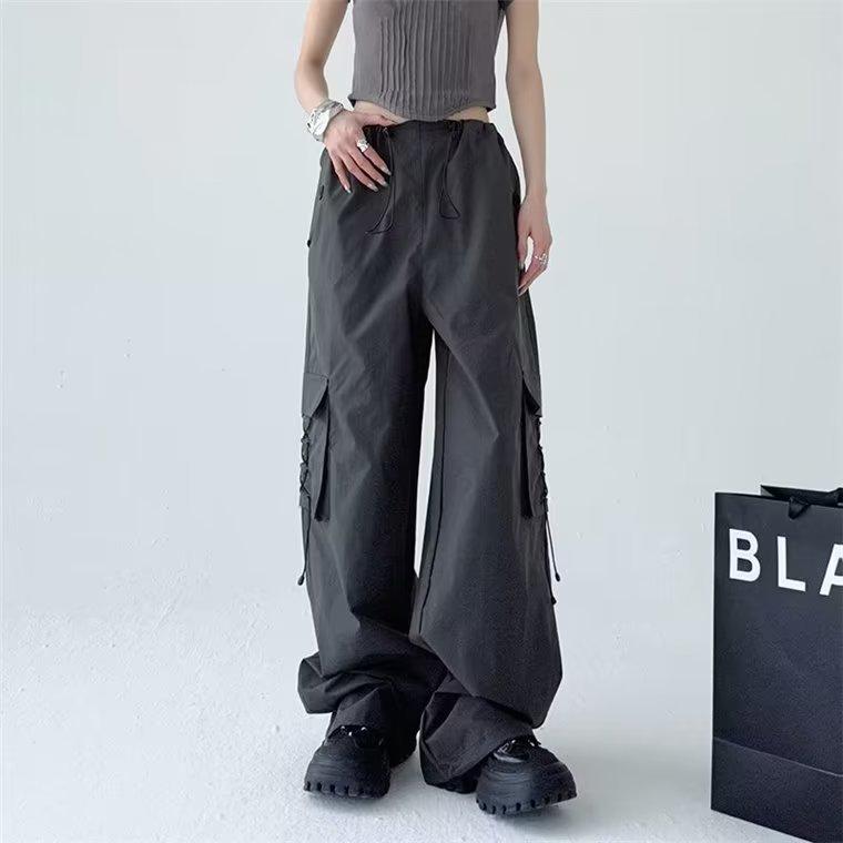 Yeni Sonbahar Haki Unisex Paraşüt Tulumu: Bol Pileli Geniş Paça Pantolon