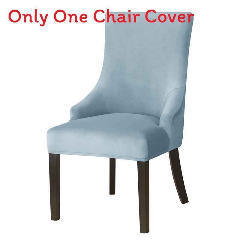 Stretch Velvet Wingback Chair Cover High Back Sloping Arm Dining Chairs Cover