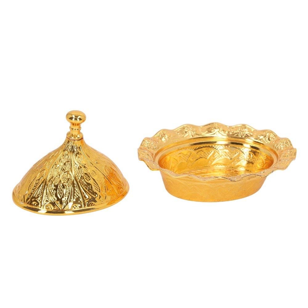 Three Dimensional Engraving Gold Sugar Bowl Zinc Alloy Turkish Sugar Bowl  Party Decoration