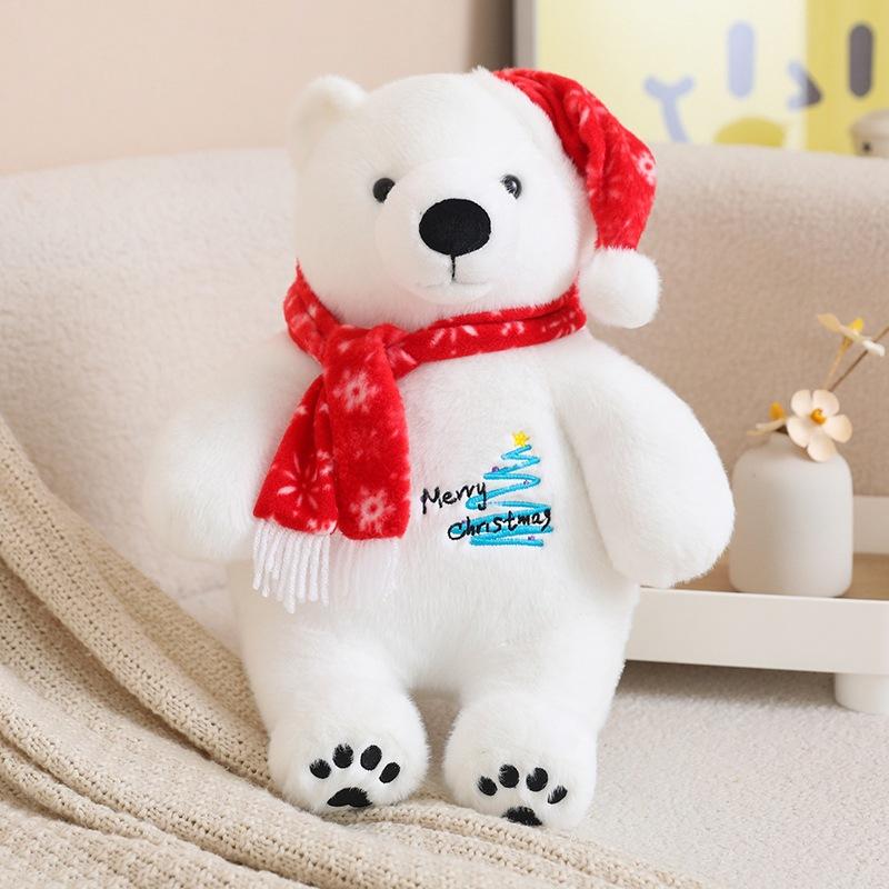 

Christmas scarf polar bear doll plush toy white polar bear doll girl soothing rag doll 25cm（0.2kg）