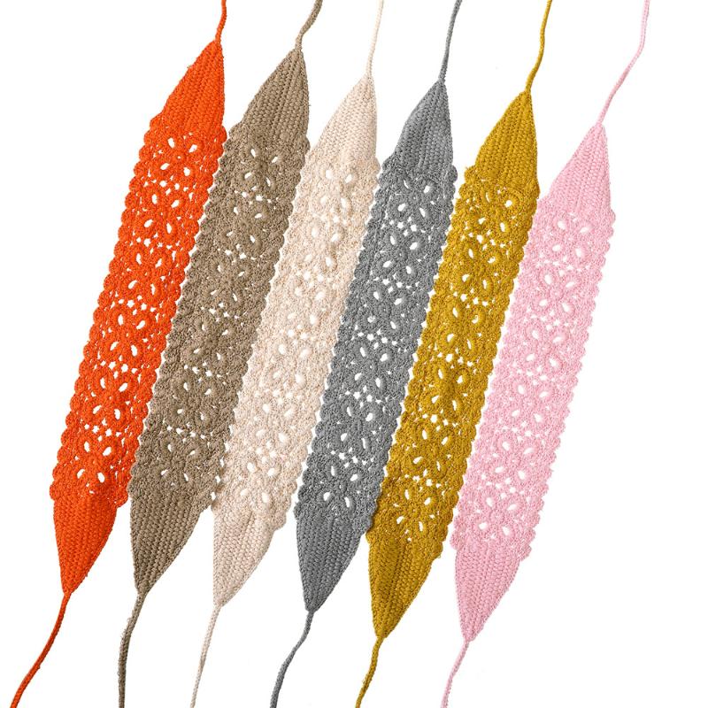 Fascia in maglia floreale estiva Turbante elasticizzato Fascia per capelli con fiore all'uncinetto Copricapo Bandane Per Ragazze Donne Accessori per capelli