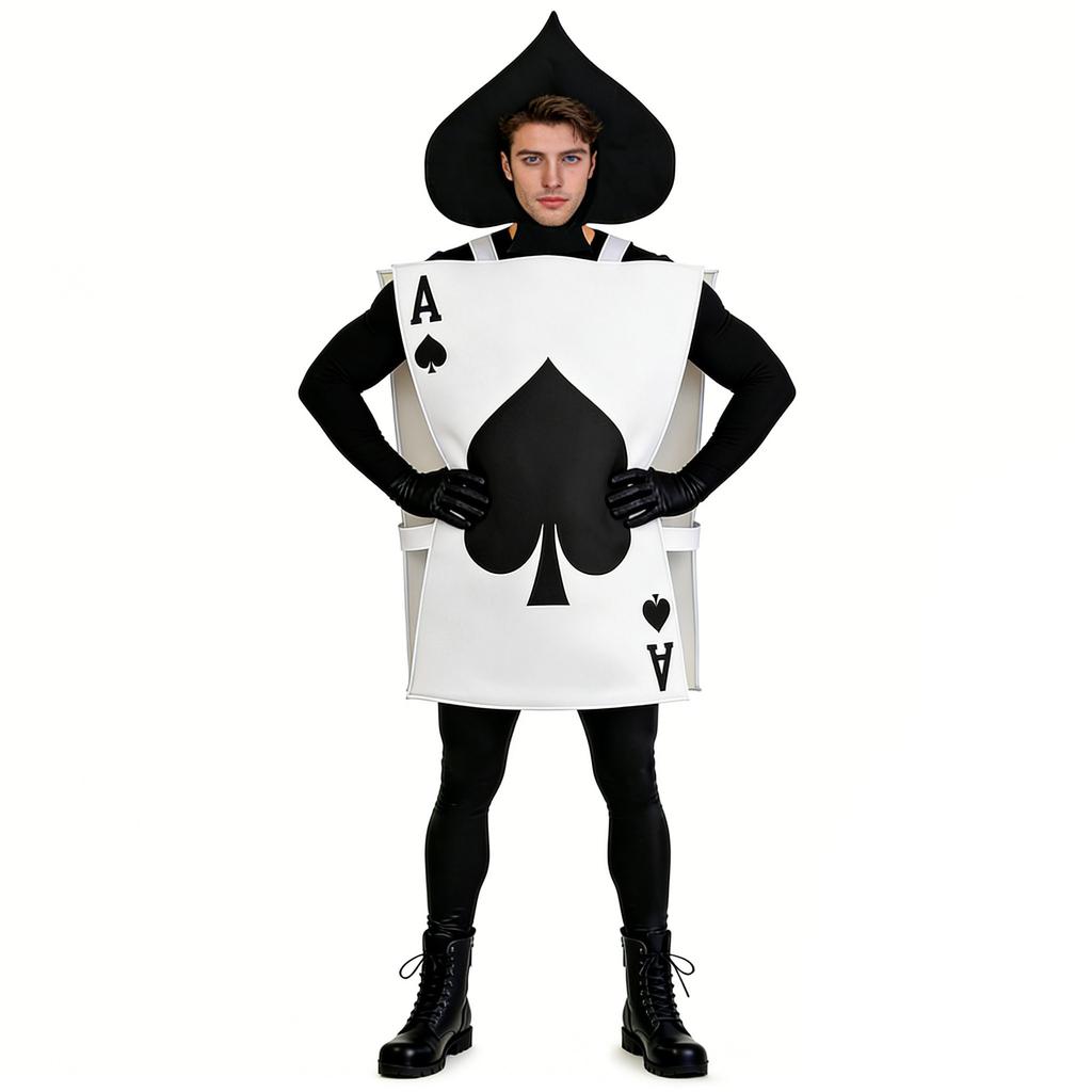 Cosplay Halloween Srdce Piky Poker Poker, Červený overal Párty kostým Vtipný cos kostým