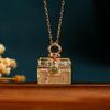 Aieryuan Hetian Jade Ga'u Box Necklace with Handbag Pendant and Sachet Compartment.