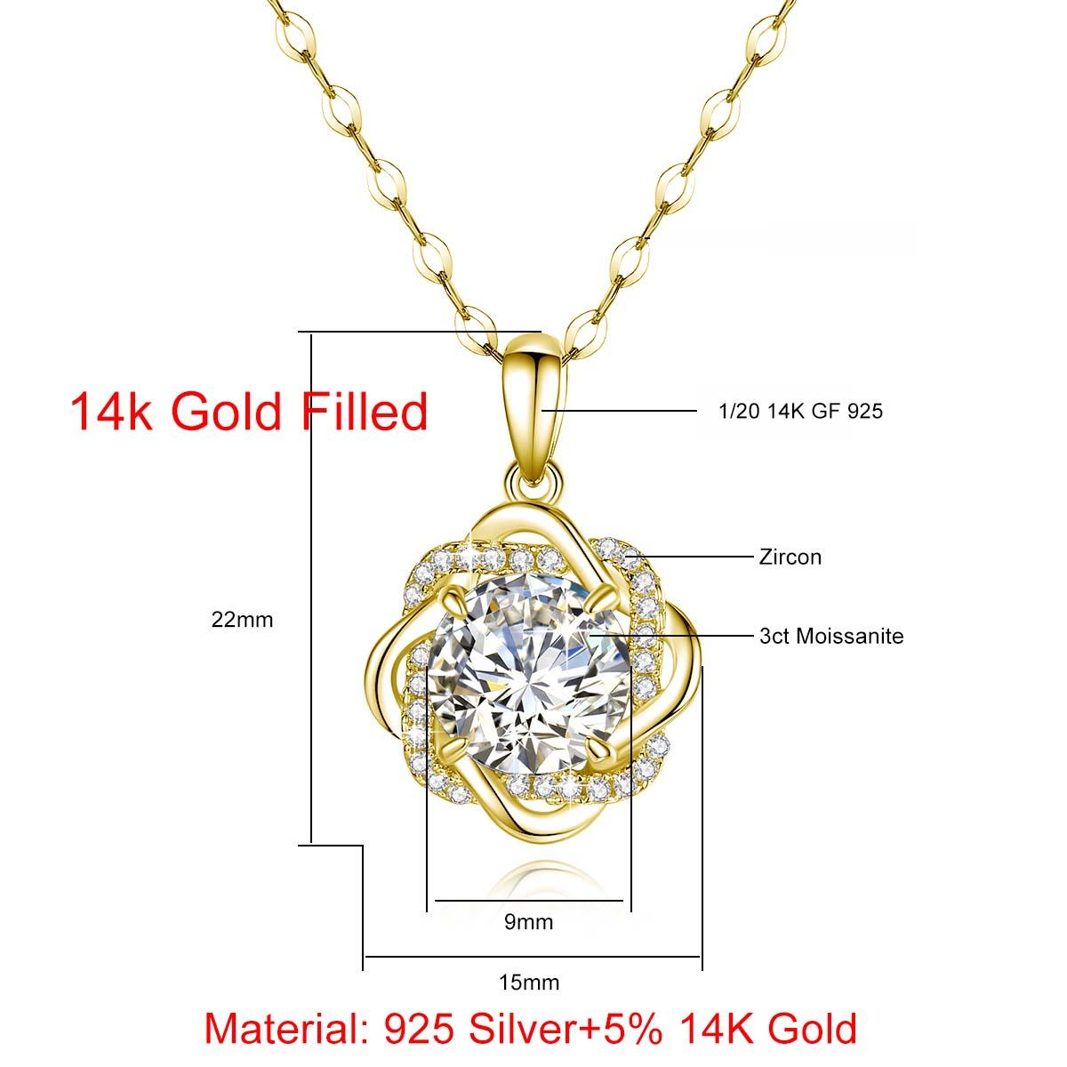 

Розкішний кулон-квітка з муасаніту 3 карати, колір D, 1/20, позолочений 14K, з сертифікатом, різдвяний, подарунок на день народження, ювелірний подарунок для жінок 3CT Moissanite