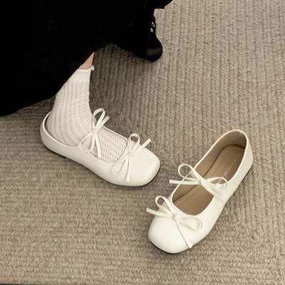 Mode Temperament Schleife Flachboden Kleine Lederschuhe Damen 2025 Neu Frühling mit Rock Weichsohlige Mary Jane Einzelne Schuhe