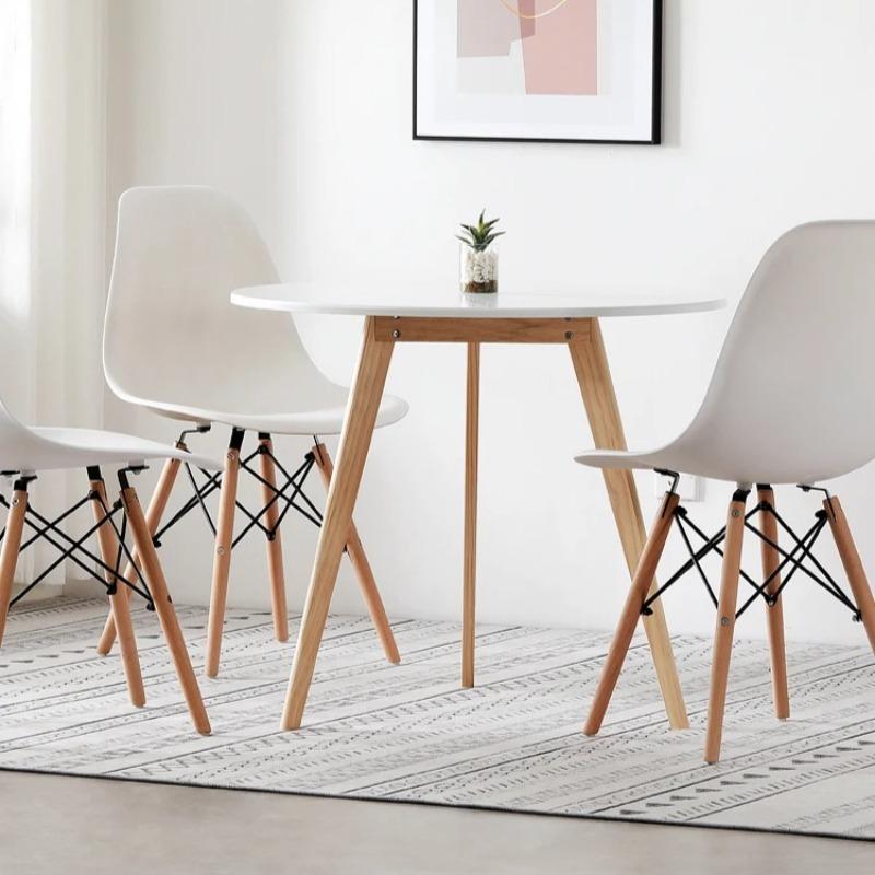 Solid Wood White Small round Table Nordic Minimalist Balcony Leisure Coffee Home Mini Tea Table