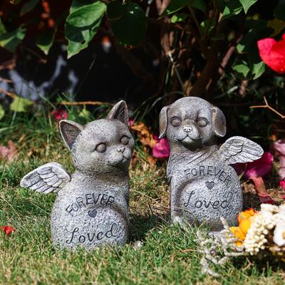 Lapide commemorativa per animali domestici, in resina, a forma di cucciolo di gatto, angelo, ornamento per casa, interno, giardino, patio, statua commemorativa per animali domestici, regalo di conforto per i proprietari di animali domestici in lutto.