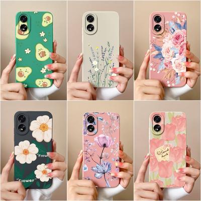 Per OPPO Realme C53 11 Pro Plus A38 A58 A78 A79 Custodia Cover Moda Antiurto Fiore Avocado Opaco Liquido Silicone Pellicola Protettiva per OPPO Bumper