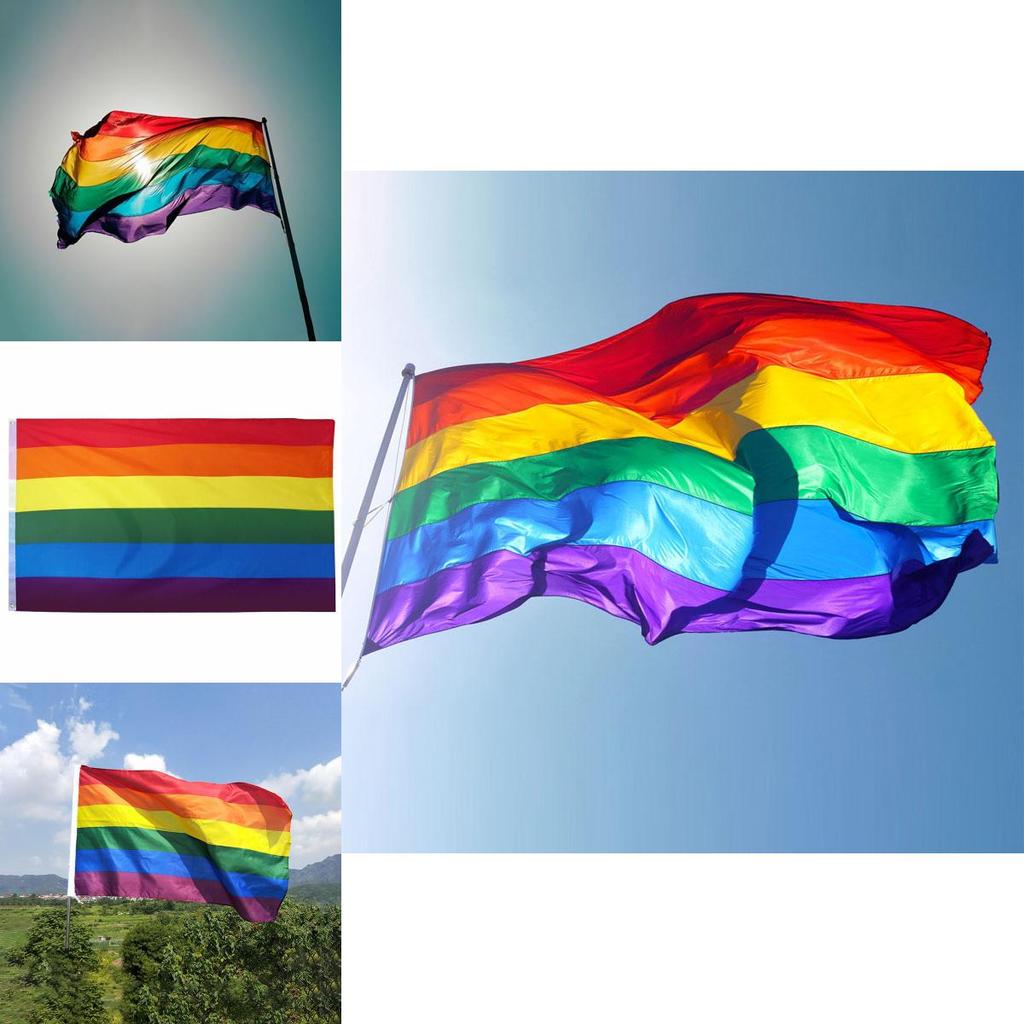 Lightweight 5ft X 3ft Rainbow Lgbt Flag With Double Stitched Edges For Long-lasting Use