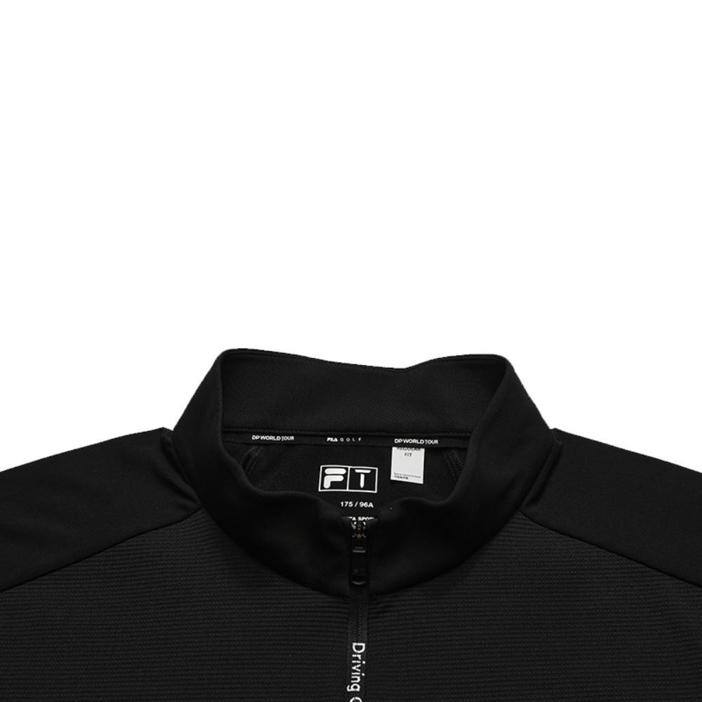 Fila Golf Series Fashionable Comfortable Versatile Casual Sports Knit Long Sleeve T-Shirt Men Tops Deep-Black A11M545211FBK