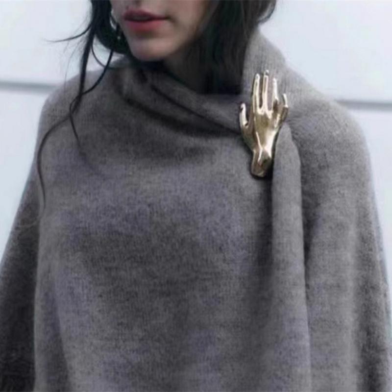 Vintage Metall Handförmige Brosche Minderheitendesign Glänzende Kleidernadel Für Frauen Punk Einzigartige Anzugnadeln Party Schmuck Geschenke