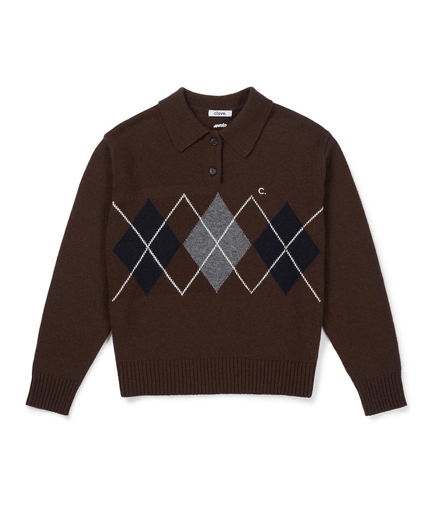 CLOVE [26Fw CLOVE] Argyle Collar Pullover (Brown)