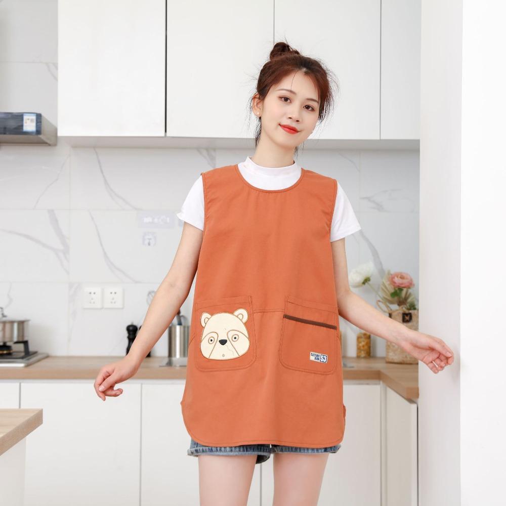 Cotton Stain-Resistant Apron Vest Style Breathable Anti Dirty Vest Bear Pocket Coffee House Uniform Clothing Accessories