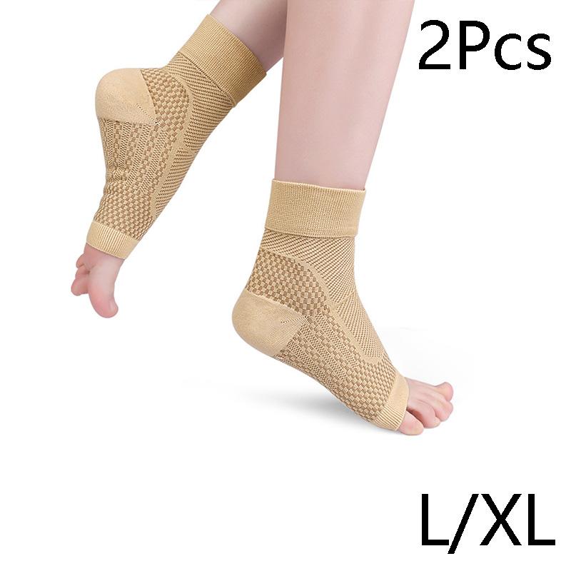 

2 шт. Спортивный бандаж на голеностоп, уход за стопой, носок при подошвенном фасциите, амортизирующий, компрессионный чулок из нейлона, протектор голеностопного сустава, поддержка свода стопы L/XL