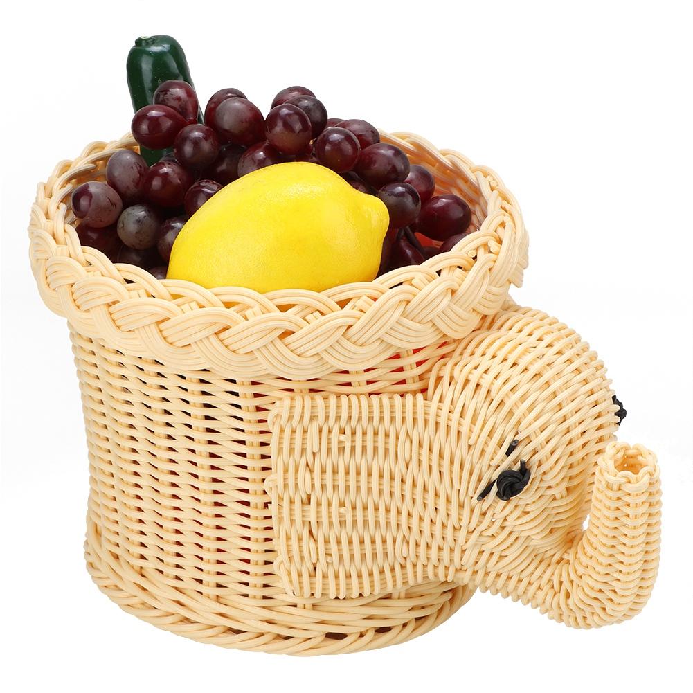 Cartoon Elefantenform Rattan Brot Obst Snacks Aufbewahrungskörbe Lebensmittel Servierkörbe(Braun)