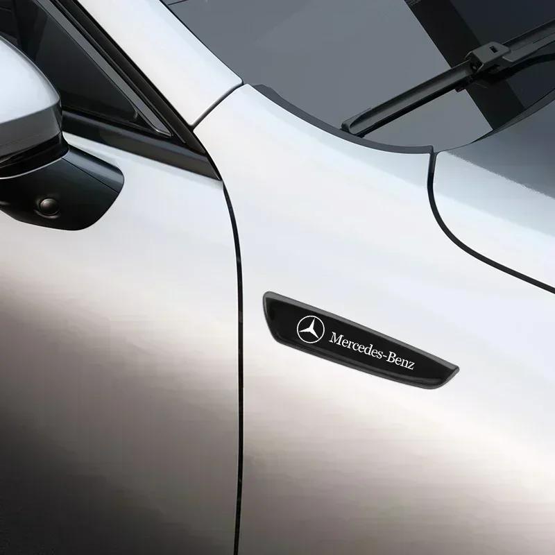 2pcs Metal Emblem Badge Car Fender Side Sticker For Mercedes Benz W203 W204 W205 W210 W211 W212 W221 W222 CLS CLA CLK SLK GLK EQSTU1