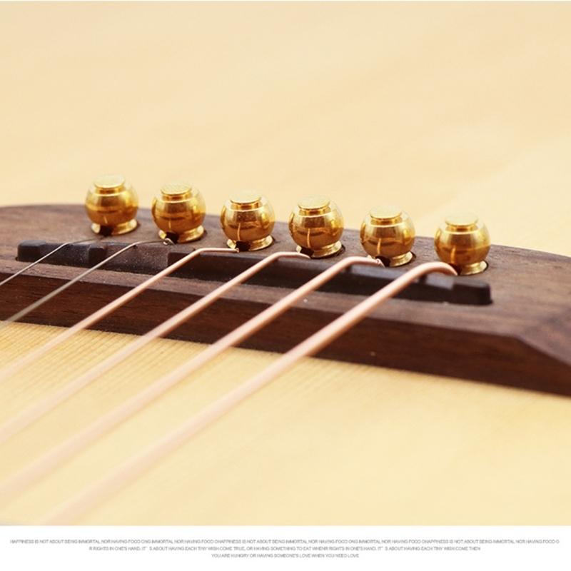 Pack of 6 Guitar Bridge Pins Pegs Guitar Parts Brass Copper for Acoustic Guitar Guitar Bridge Endpin Replacement Parts
