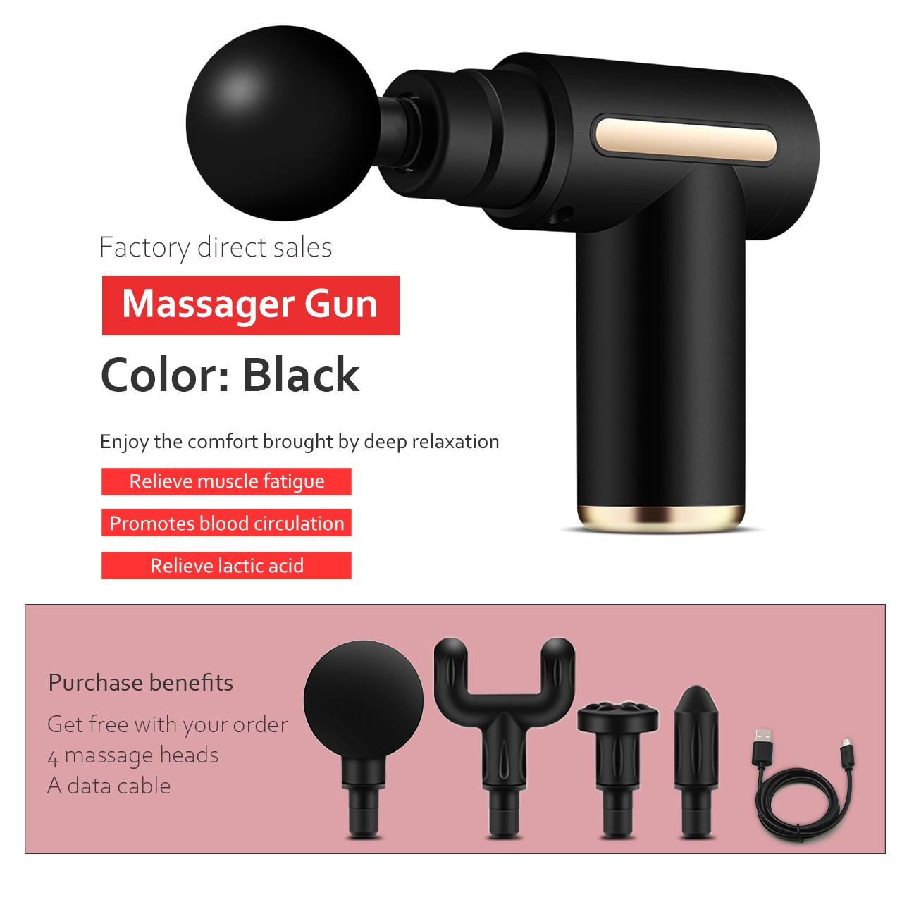 

1 шт., пистолет для массажа мышц, перкуссионный массажер для глубоких тканей, спортсменов, облегчение боли и расслабление, электрические массажеры для спины, мощный, тихий liquid crystal чёрный