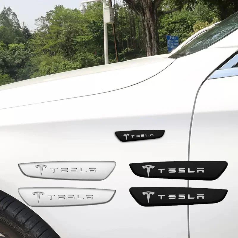 Car Sticker 2025 Hot 2Pcs 3D Metal Car Body Sticker Trunk Decorative Badge Emblem Decal Accessories For Tesla Model 3 Y S X 2021