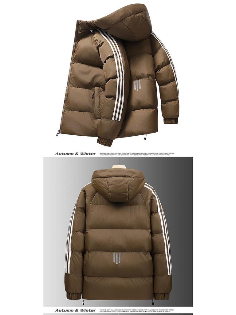 Graphene Black Gold Striped Unisex Hooded Cotton-Padded Jacket for Autumn/Winter