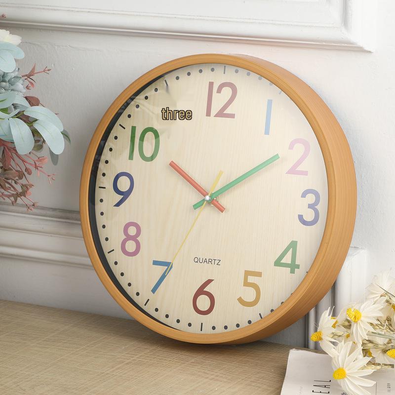 12-inch Cartoon Color Wall Clock for Bedroom & Living Room – Personalized, Creative, Fashionable Design for Children's Room