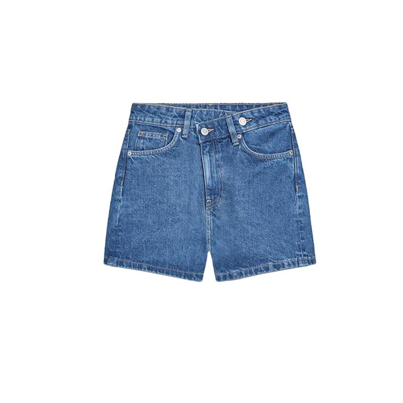 

Летняя женская одежда Асимметричный дизайн Перфорированная отделка Свободные клетчатые джинсовые шорты с высокой талией 4060006 Sea Blue L