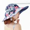 Double Side Wear Sun Protection Cap UV Protection Fisherman Hats Floral Collapsible Sunhat  Female
