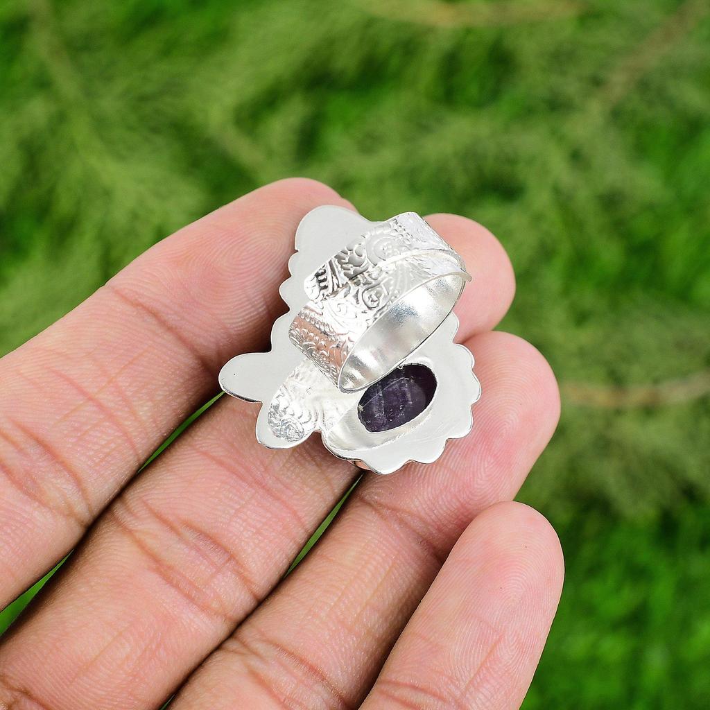 Mothers day Sale Natural Chevron Amethyst Stackable New Ring 925 Sterling Silver