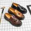 Brand Men's Pointed Business Formal Loafers Leather Shoes Spring New Men's Comfortable Thick Soled Tassel Leather Shoes