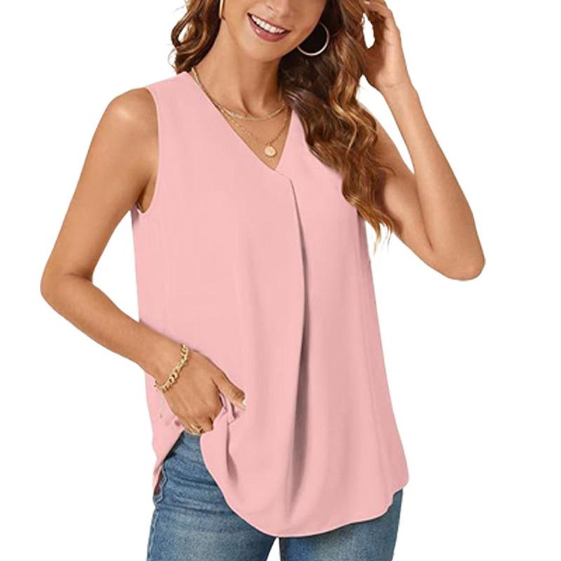 BITCED Modne damskie bluzki i koszule na co dzień w jednolitym kolorze, bez rękawów, z dekoltem w kształcie litery V