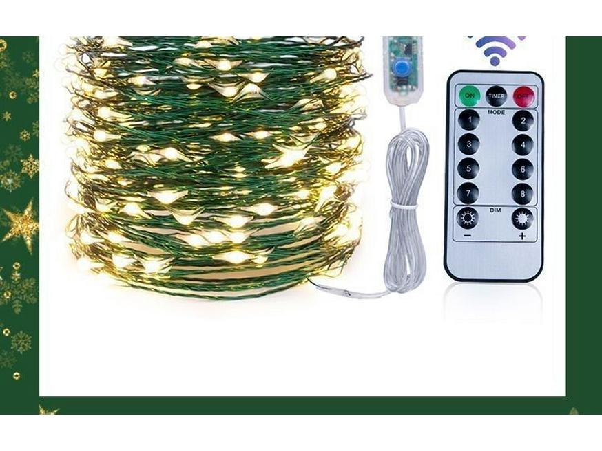 Funkelnder Stern Kupferdraht Weihnachtsbaum Lichterkette mit grünem Draht zur Girlanden- und Kranzdekoration