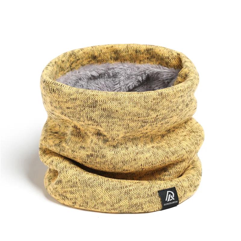 Sciarpa a collo in maglia tinta unita per uomo e donna Unisex Fodera in pile Autunno Inverno Sciarpe calde per il collo Spessa Bufanda Sciarpa-maschera Anello Sciarpa