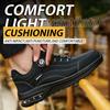 Men's Steel Toe Safety Work Boots Puncture Resistant Kevlar Midsole Air Cushioned Black Button Style Industrial Construction