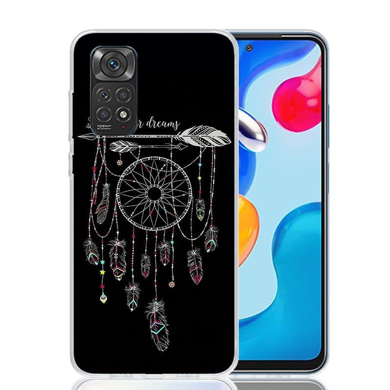 Retro Feather Dreamcatcher Phone Case For Xiaomi Redmi Note 15 14 13 12S 12 Pro Plus 11S 11E 11 11T 10S 10 Art Soft Pattern Cove