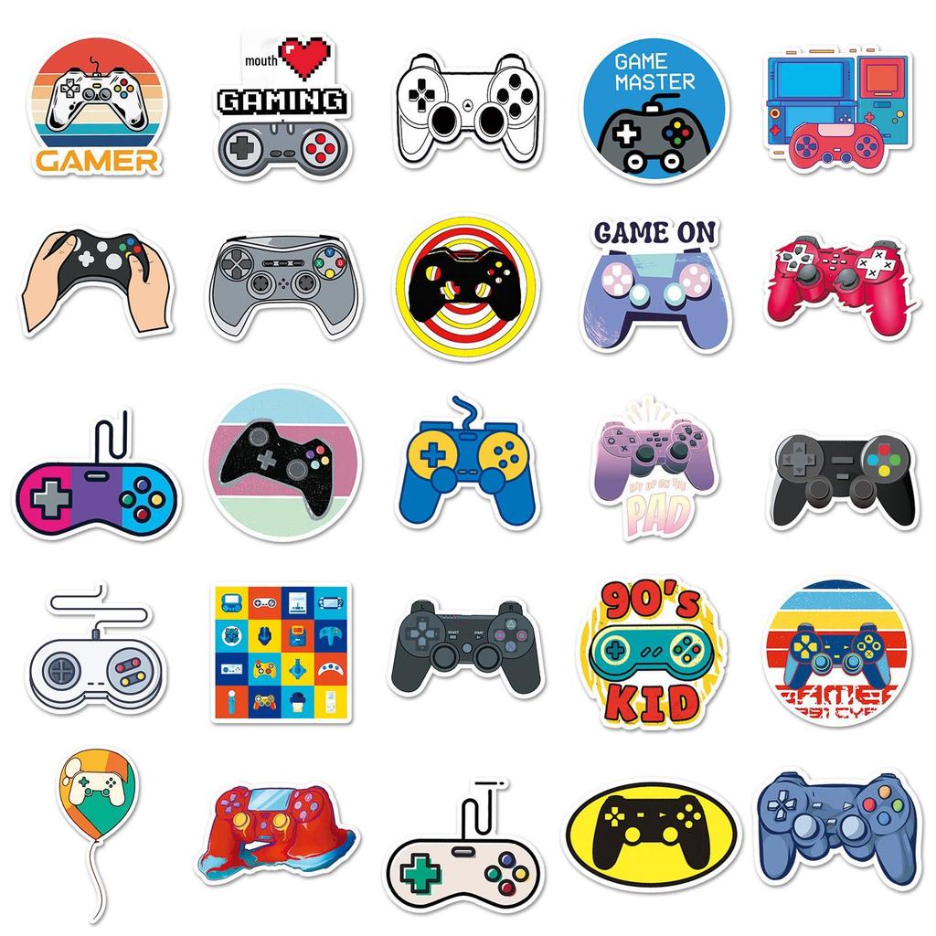 50pcs Waterproof Game Controller Graffiti Stickers for DIY Skateboards and Luggage