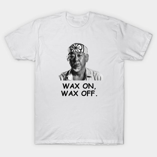 

Мужская черная футболка с принтом Wax On Wax Off Печать на трансферной бумаге без вырезания Хлопковая футболка M белый