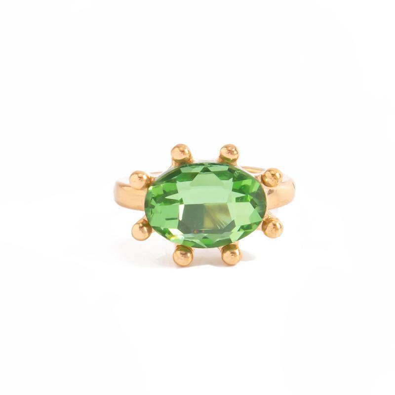 Waterproof Geometric Rhinestone Opening Rings for Women Dainty Colored Gemstone Jewelry for Birthday Gift for Her