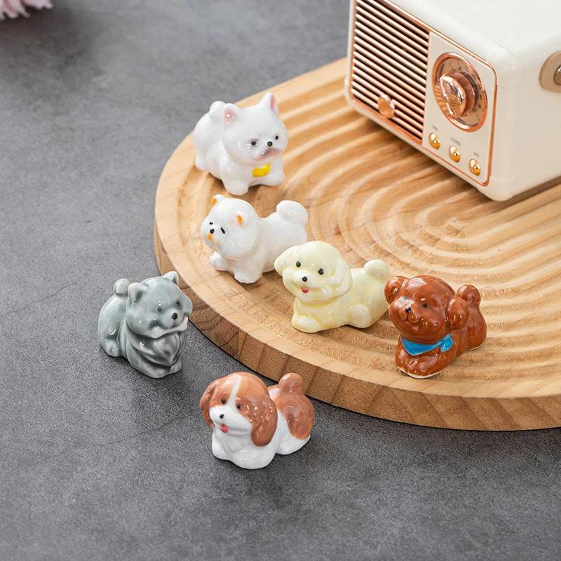 Nytt i sortimentet Japansk Stil Keramisk Hund Fransk Bulldog Teddy Ätpinnshållare Mini Söt Hem Bordsdekoration Ätpinnskudde