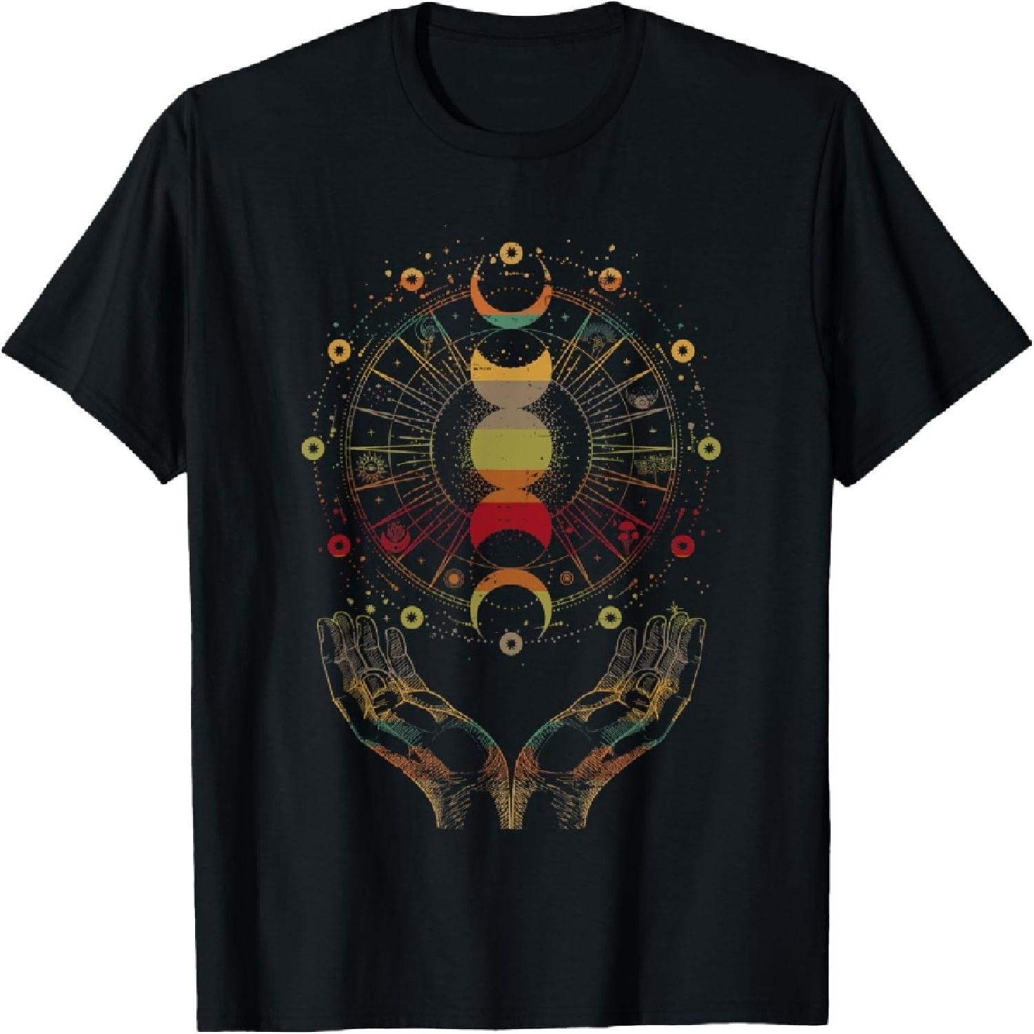 Celestial Moon Phases Retro Astrology Enchantment T-Shirt S