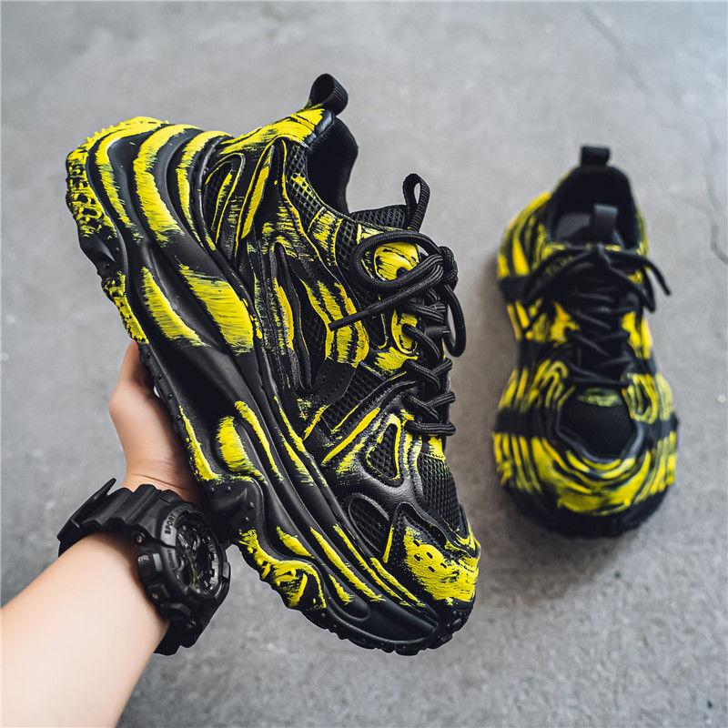 Fashion Miked Colour Thick Platform Male Sports Shoes Low-Top Light Stylish Breathable Cheap Liquidation Athletic Men's Casual Sneakers