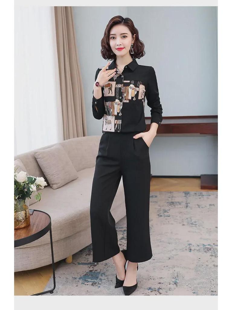 Sonbahar ve İlkbahar için Kadın Retro Çiçekli Şifon Uzun Kollu Gömlek