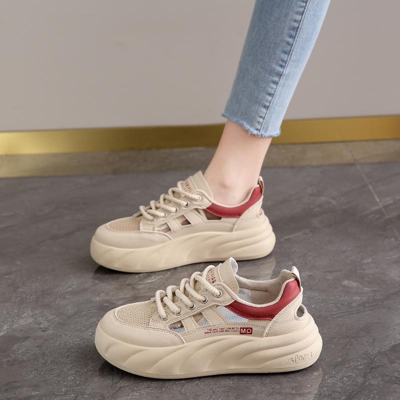 Sportliche Schuhe mit dicker Sohle für Damen Mode Plateau Erhöhen Sneaker Damen Schnürschuhe Lässig Britischer Stil Vulkanisierte Schuhe2025