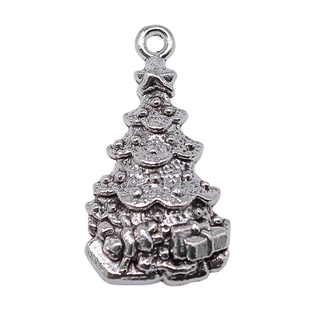 

4шт Рождественская елка Шармы Амулеты Античное серебро Цвет Цинковый сплав 30X16mm
