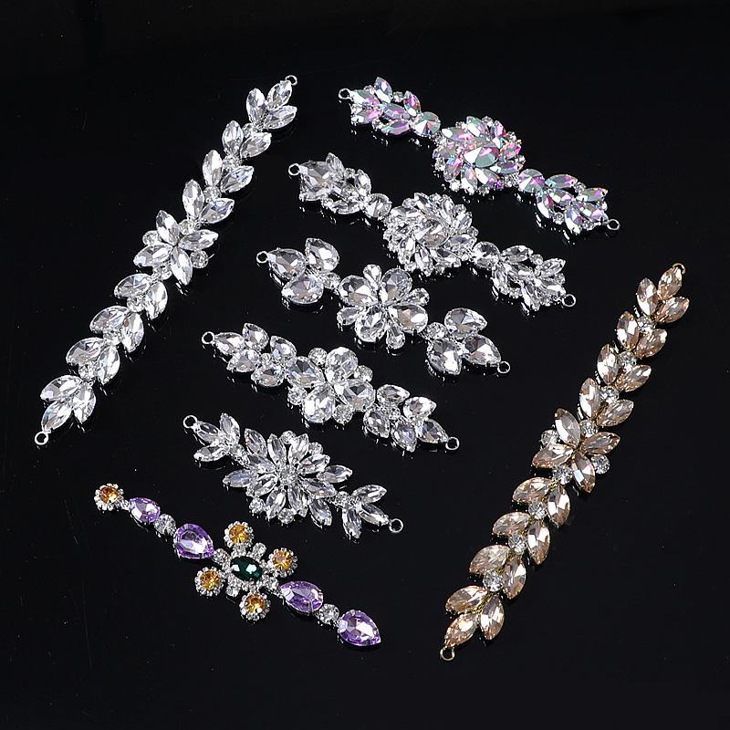 1PC Sew-On Trim DIY Marquise Teardrop & Round for Clothes Shoes Bags Belt Sash Appliques Glitter Wedding Dress Rhinestone Chain