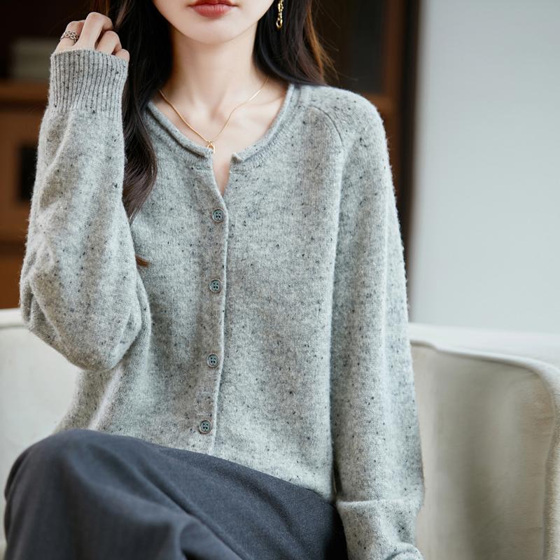 QingHe Cashmere Women's 30% Cashmere Cardigan - Soft & Warm Wool Blend Sweater