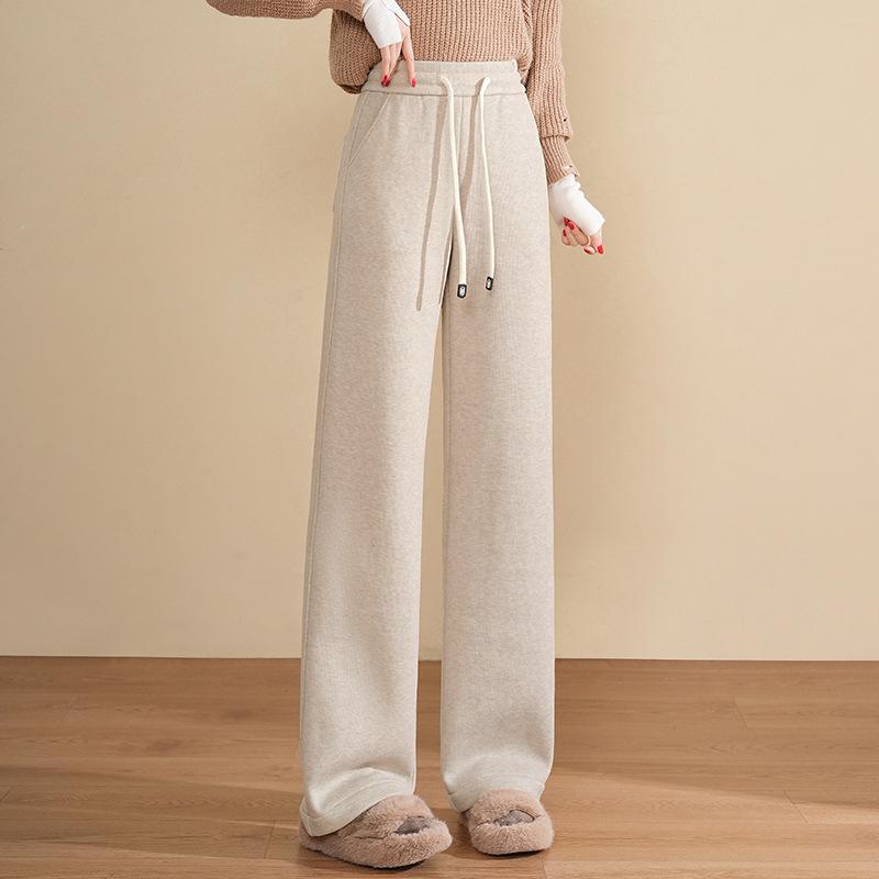 Genuine Brand Cashmere Textured Wide-Leg Pants Women'S New Autumn And Winter Velvet High-Waisted Thin And High Corduroy Straight Trousers