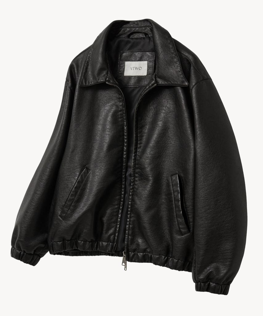 Vtwo 8303 Washed Leather Single Jacket (Black)