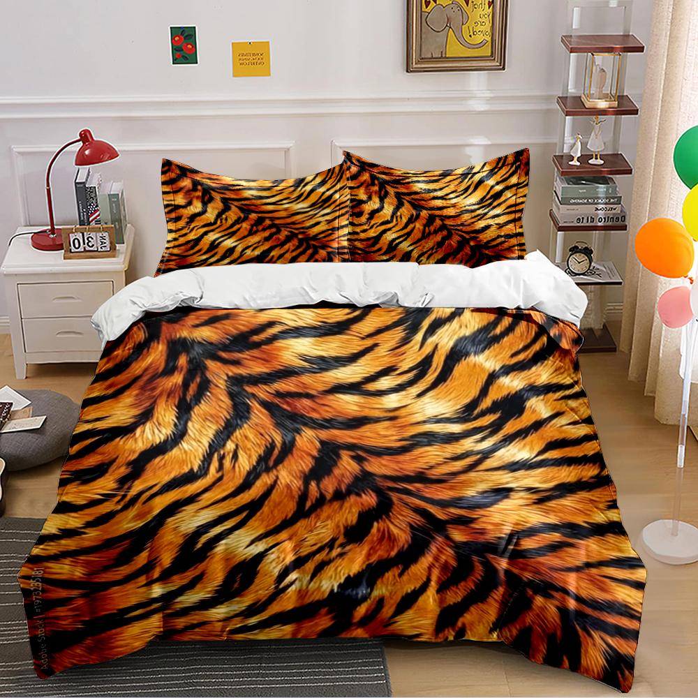 Tiger Stripe Pattern Bedding Set Bedding set (1 duvet cover, 2 pillowcases, duvet not included)